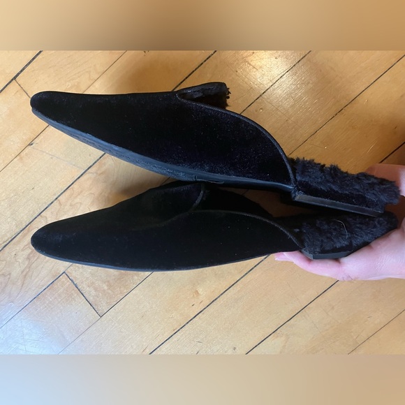 Birdies Phoebe Black Velvet Fur Lined Mules - Picture 12 of 12